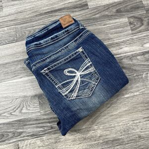 Wallflower Jeans Womens 3 Reg Blue Denim Curvy Bootcut Back Flap Pockets